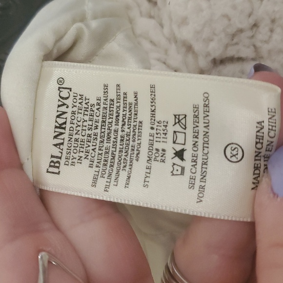 Blank NYC Sherpa Moto Jacket Size XS Faux Leather Details High Neck Pockets - Picture 12 of 16